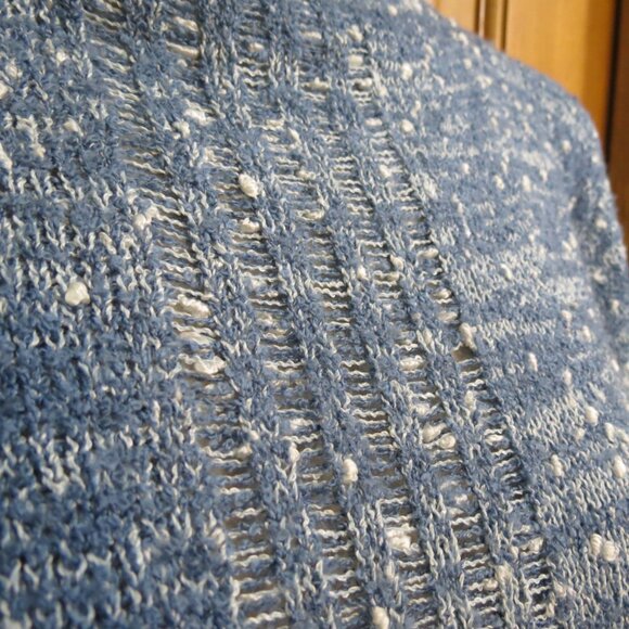 Veronique Denim Blue/White Slub Funnel Neck Sweater Poly & Wool Ireland Size 14 - Picture 4 of 11